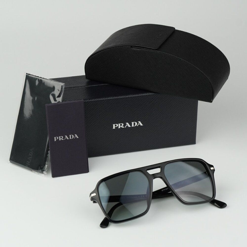 NEW Prada PR20YS 1AB06T Black Grey Unisex Pilot Sunglasses PR 20YS - Picture 9 of 9